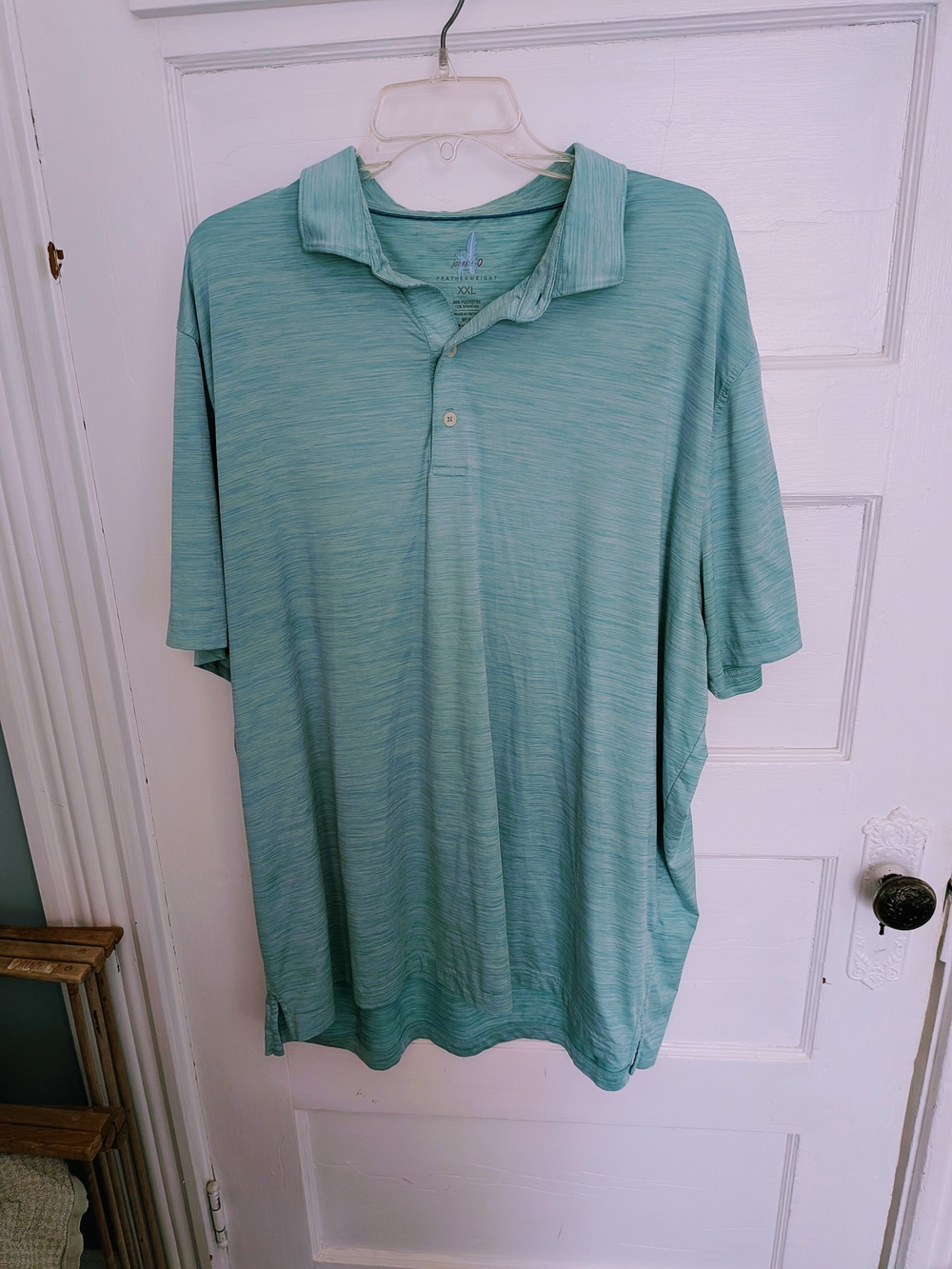 Johnnie-O Huron Men's XXL Performance Teal Heather Golf Polo UPF 50